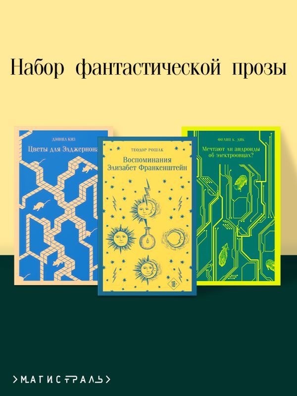 Набор фантастической прозы (из 3-х книг: Воспоминания Элизабет Франкенштейн Т.Рошак, Цветы для Элджернона Д.Киз, Мечтают ли андроиды об электроовцах? Ф.К.Дик)